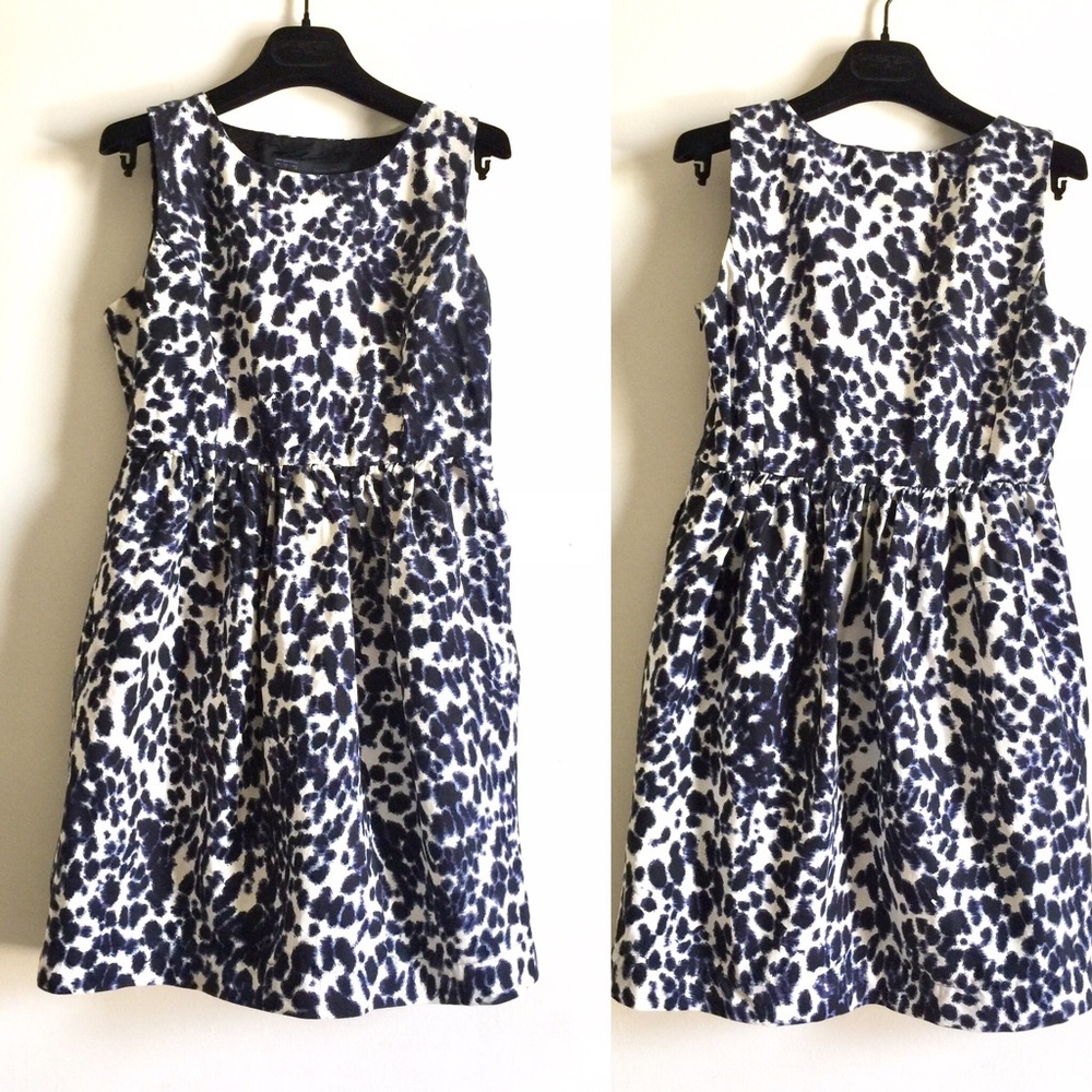 Zara Basics white with animal print in navy